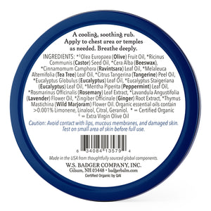organic aromatic chest rub tin back