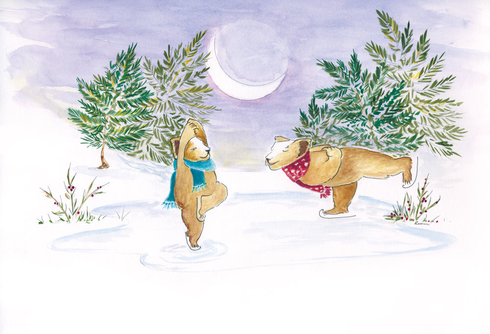 illustration of badgers ice skating