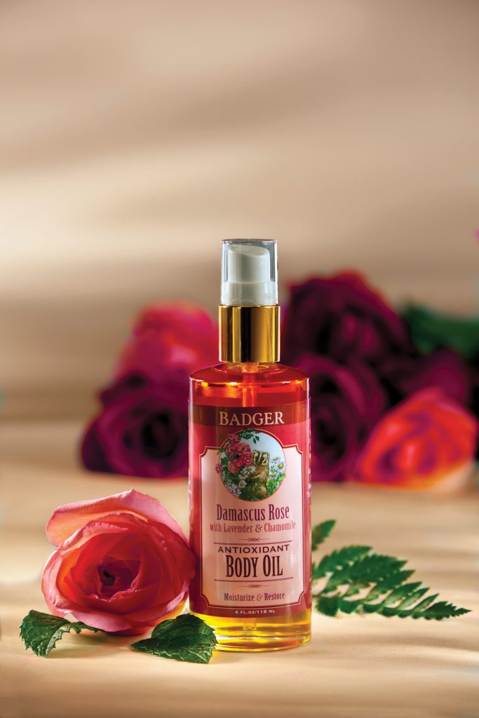 Badger Damascus Rose Body Oil featuring true rose