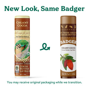 cocoa butter lip balm new look, same badger