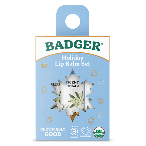organic lip balm holiday gift 3 pack blue
