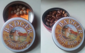 Repurposing Badger tins for seed saving.